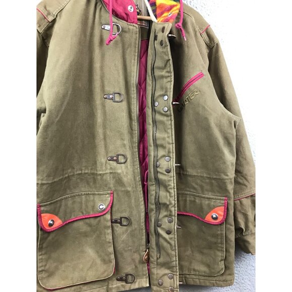 STARTER VINTAGAE‎ 90's Aztec Hood Rugged Forrest Green Thick Jacket Small - Picture 9 of 16